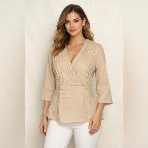 Touché- Chic Beige Women's Blouse Size L